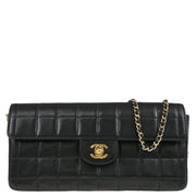 Chanel Black Lambskin East West Choco Bar Shoulder Bag