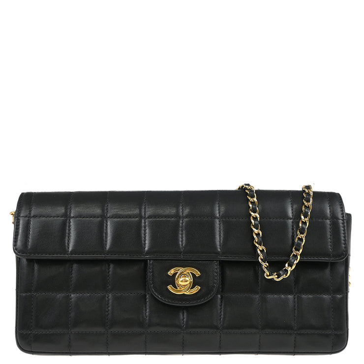 Chanel Black Lambskin East West Choco Bar Shoulder Bag