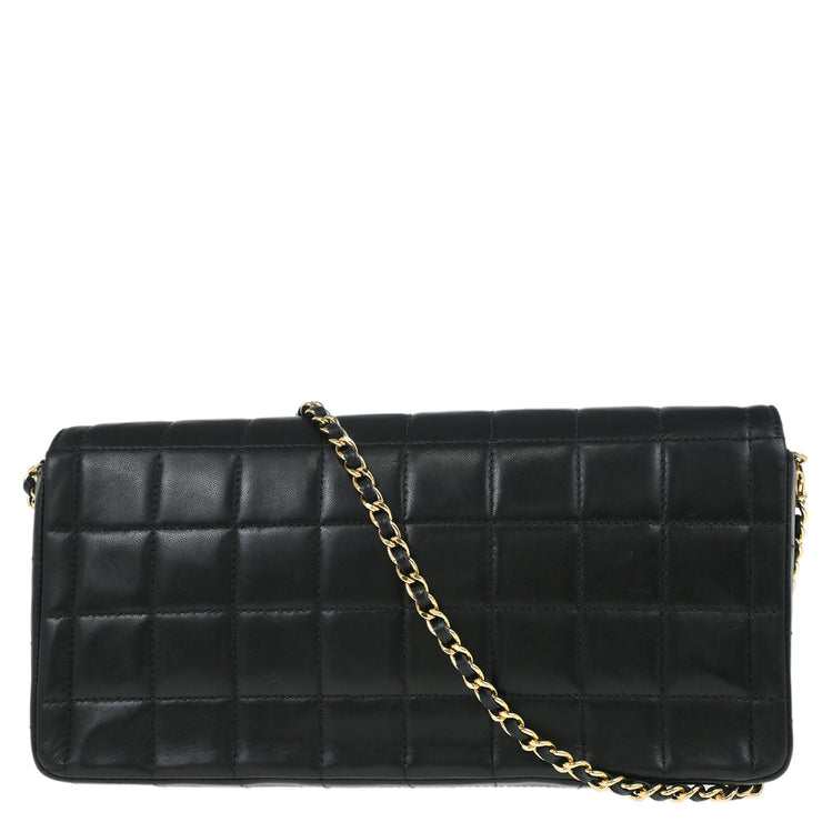 Chanel Black Lambskin East West Choco Bar Shoulder Bag