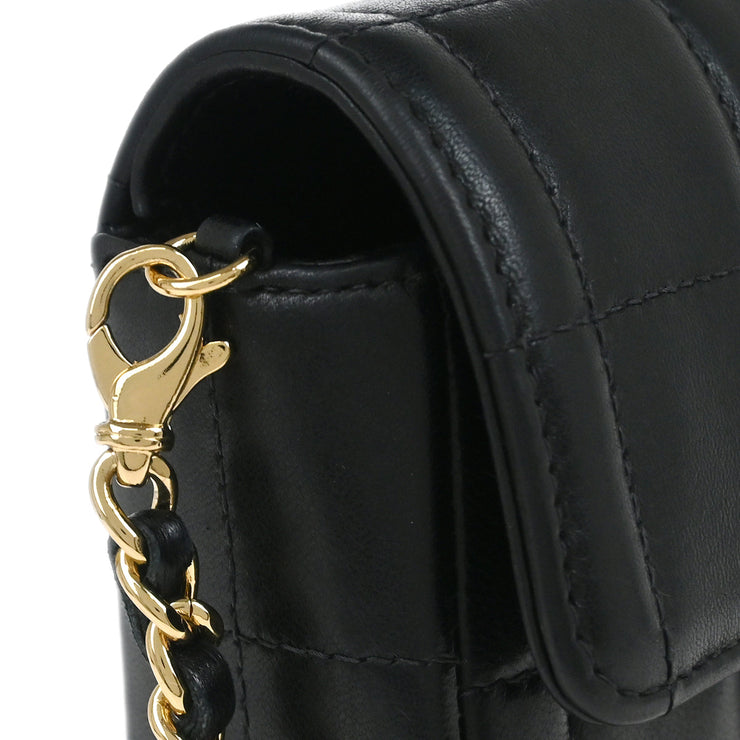 Chanel Black Lambskin East West Choco Bar Shoulder Bag