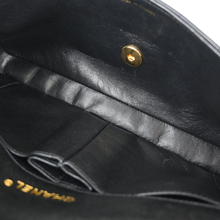 Chanel Black Lambskin East West Choco Bar Shoulder Bag