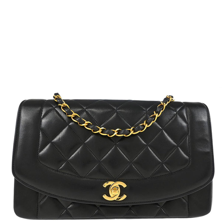 Chanel Black Lambskin Medium Diana Shoulder Bag