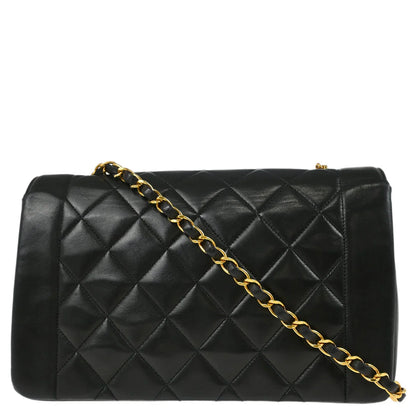 Chanel 1994-1996 Black Lambskin Medium Diana Shoulder Bag