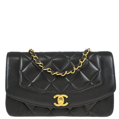 Chanel 1994-1996 Black Lambskin Small Diana Shoulder Bag