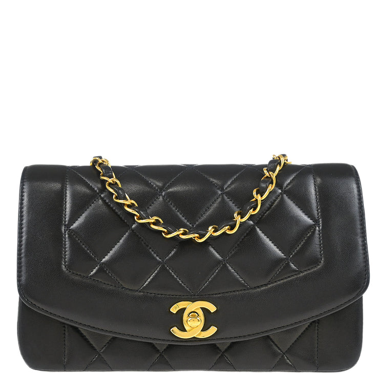 Chanel Black Lambskin Small Diana Shoulder Bag