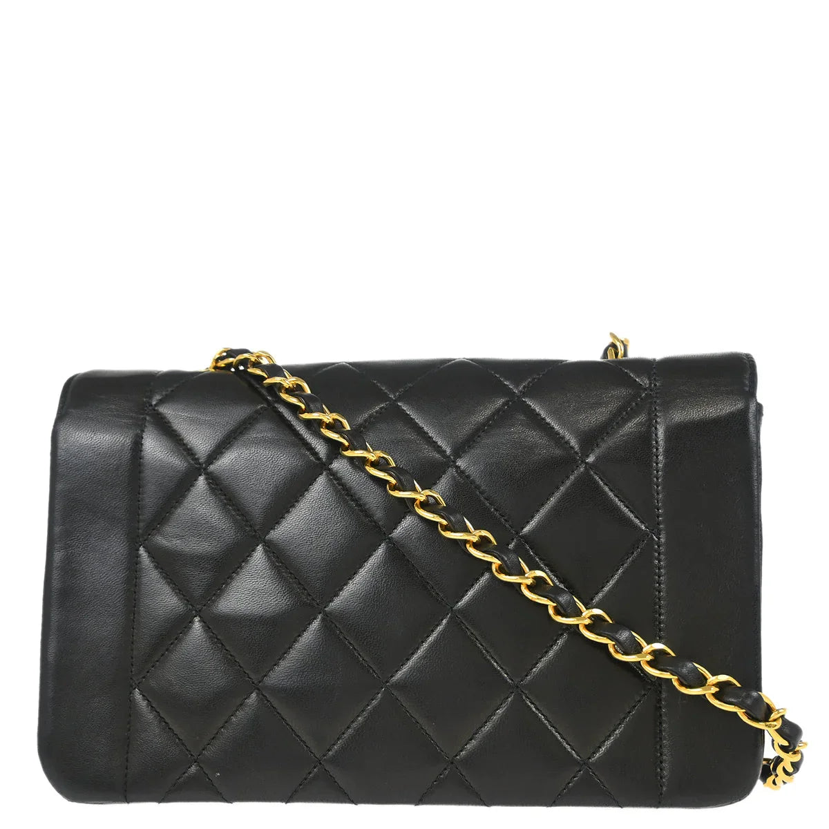 Chanel 1994-1996 Black Lambskin Small Diana Shoulder Bag
