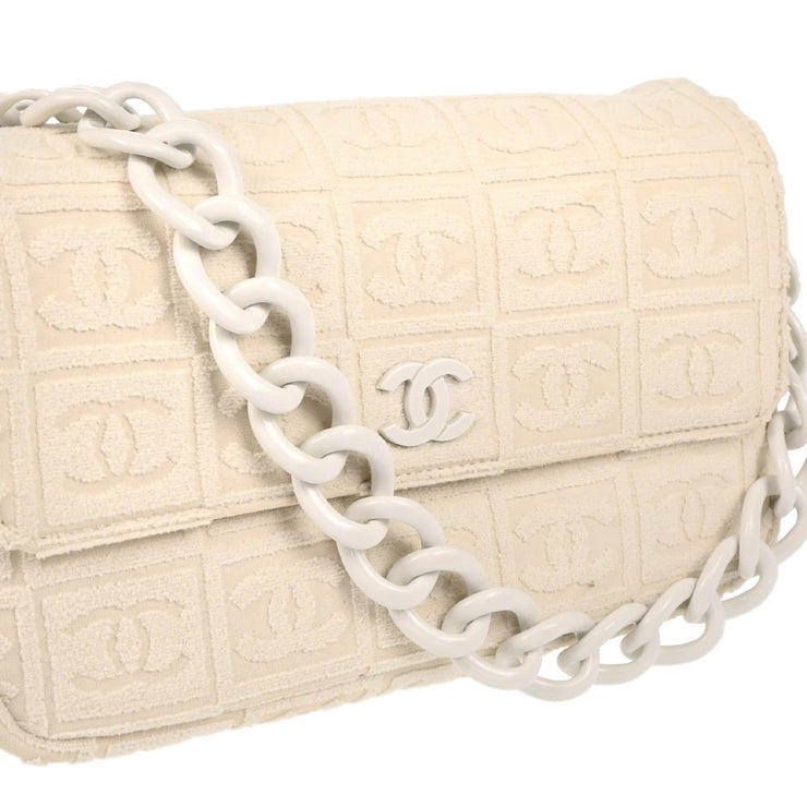 Chanel White Cotton Handbag