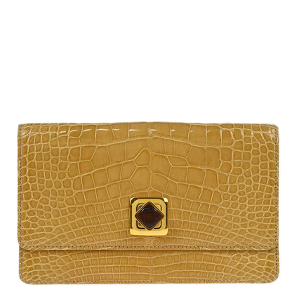 Chanel * 1997-1999 Brown Crocodile Clutch Bag