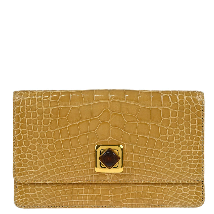 Chanel * Brown Crocodile Clutch Bag
