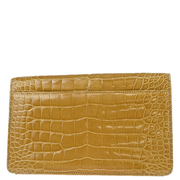 Chanel * Brown Crocodile Clutch Bag