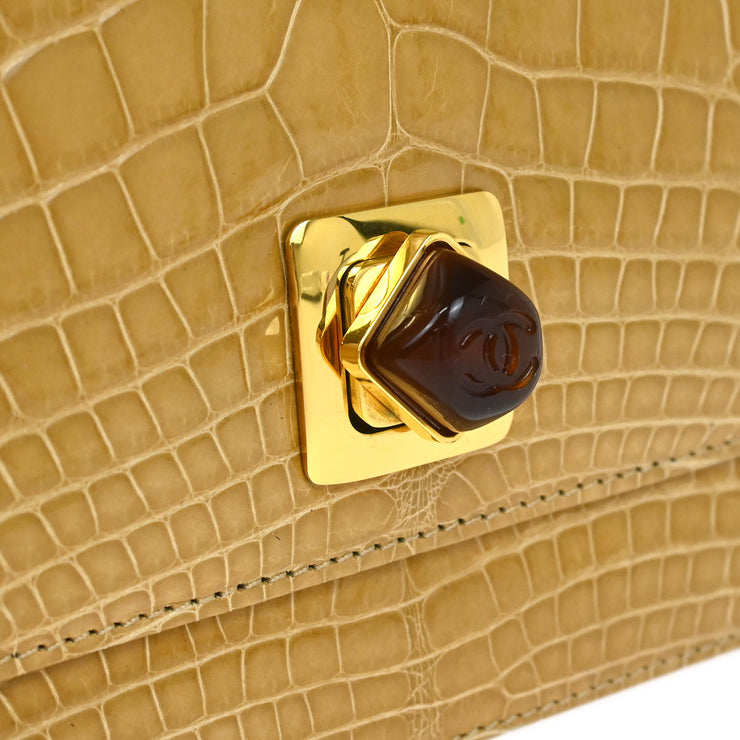 Chanel * Brown Crocodile Clutch Bag