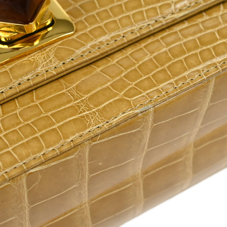 Chanel * Brown Crocodile Clutch Bag