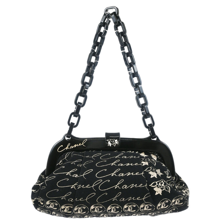 Chanel Black Canvas Chain Handbag