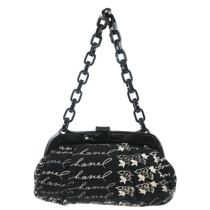Chanel Black Canvas Chain Handbag