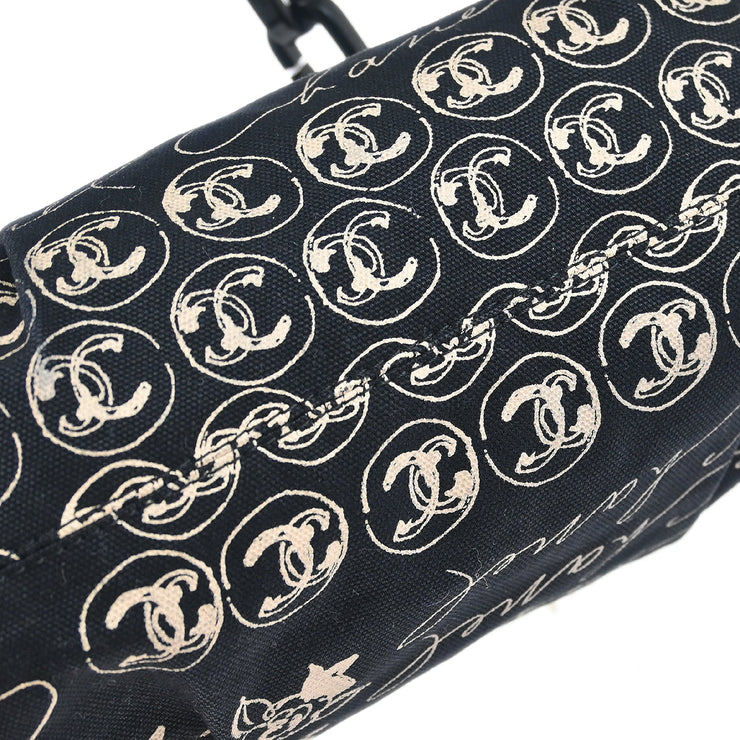 Chanel Black Canvas Chain Handbag