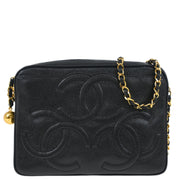 Chanel Black Caviar Triple CC Camera Bag Small