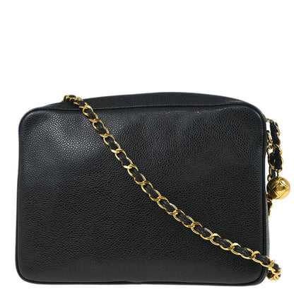 Chanel 1994-1996 Black Caviar Triple CC Camera Bag Small