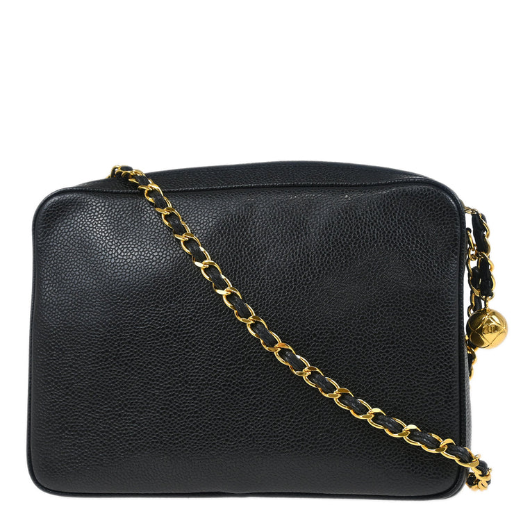 Chanel Black Caviar Triple CC Camera Bag Small