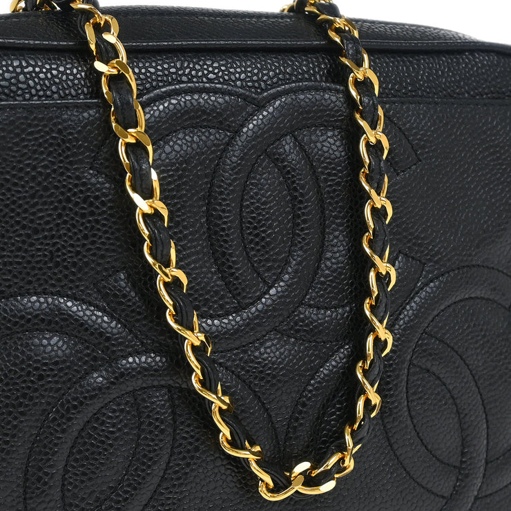 Chanel Black Caviar Triple CC Camera Bag Small
