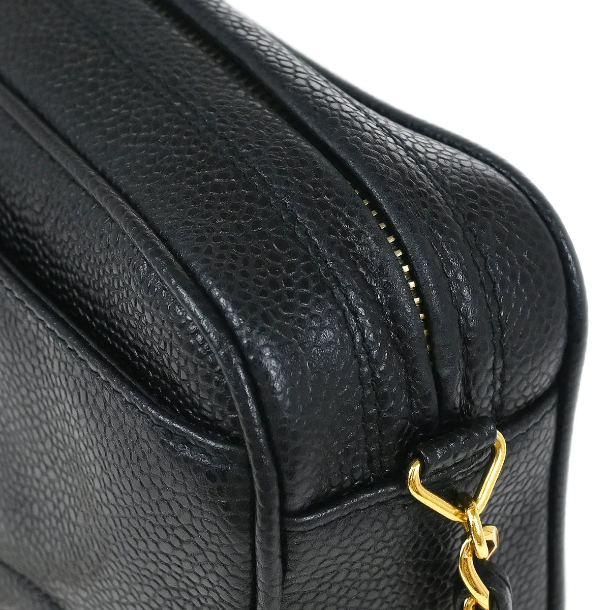 Chanel 1994-1996 Black Caviar Triple CC Camera Bag Small