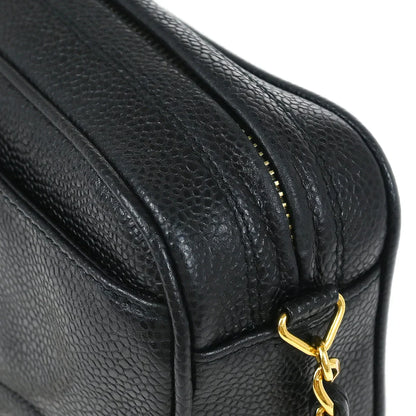 Chanel 1994-1996 Black Caviar Triple CC Camera Bag Small
