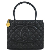 Chanel Black Caviar Medallion Tote Handbag