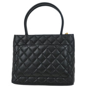 Chanel Black Caviar Medallion Tote Handbag