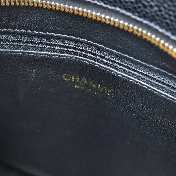 Chanel Black Caviar Medallion Tote Handbag