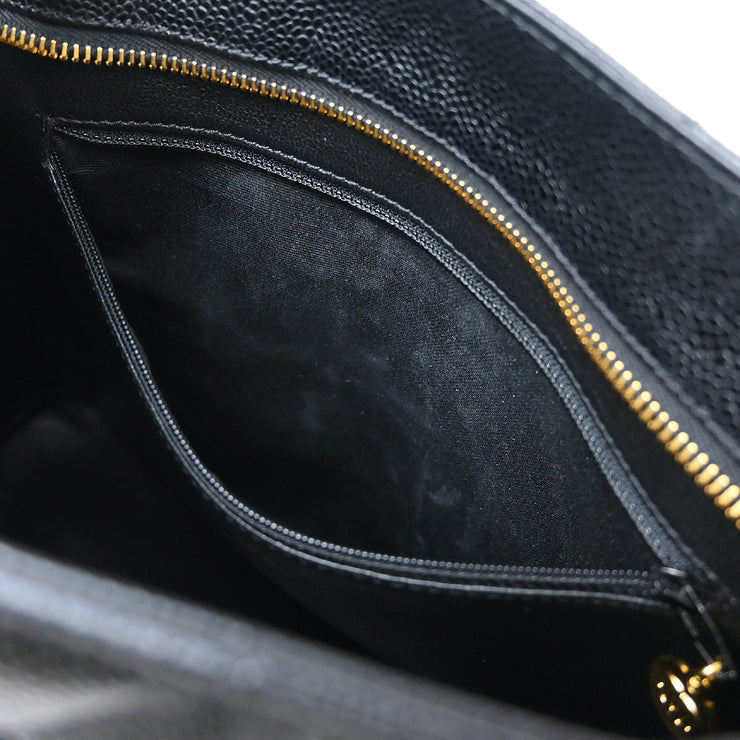 Chanel Black Caviar Medallion Tote Handbag