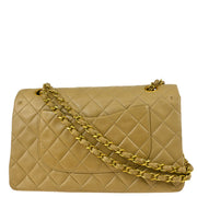 Chanel Beige Lambskin Medium Classic Double Flap Shoulder Bag