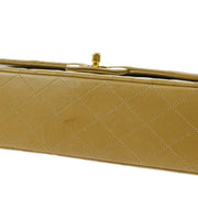 Chanel Beige Lambskin Medium Classic Double Flap Shoulder Bag