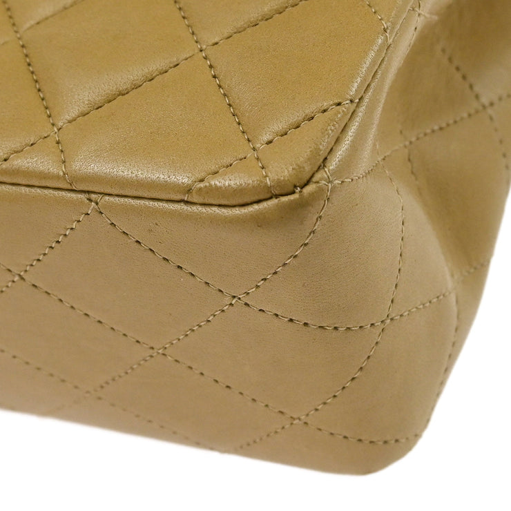 Chanel Beige Lambskin Medium Classic Double Flap Shoulder Bag