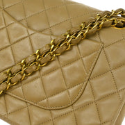 Chanel Beige Lambskin Medium Classic Double Flap Shoulder Bag