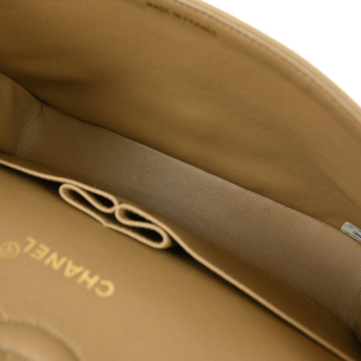 Chanel Beige Lambskin Medium Classic Double Flap Shoulder Bag