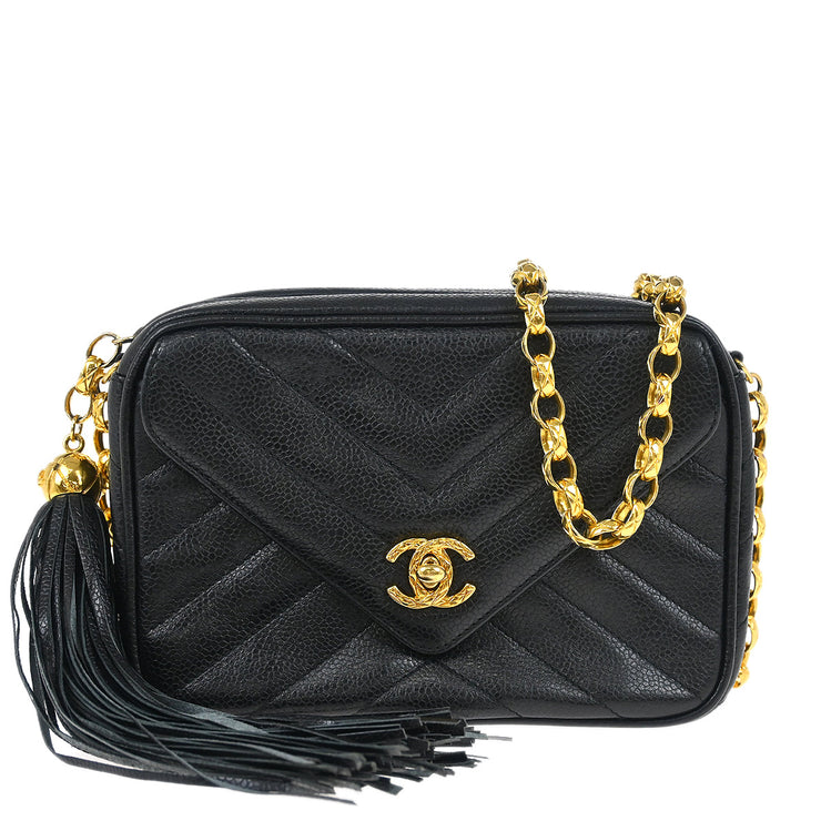 Chanel Black Caviar Camera Bag Mini