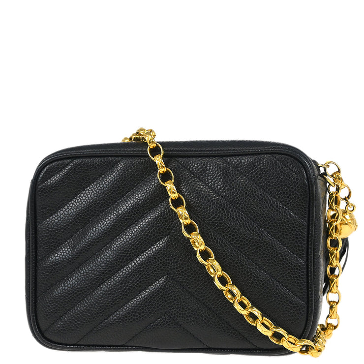 Chanel Black Caviar Camera Bag Mini