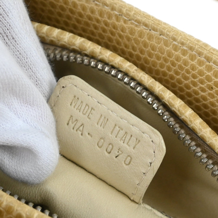 Christian Dior * Beige Lizard Lady Dior Cannage 2way Handbag