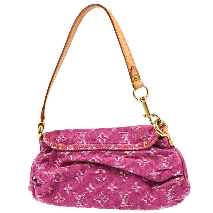 Louis Vuitton Pink Monogram Denim Mini Pleaty Handbag M95216