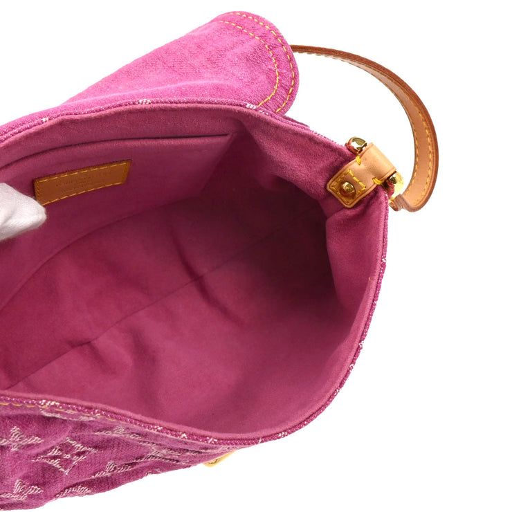 Louis Vuitton Pink Monogram Denim Mini Pleaty Handbag M95216