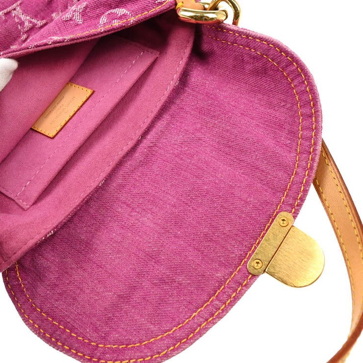 Louis Vuitton Pink Monogram Denim Mini Pleaty Handbag M95216