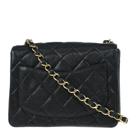 Chanel 2002-2003 Black Caviar Mini Classic Square Flap Shoulder Bag 17