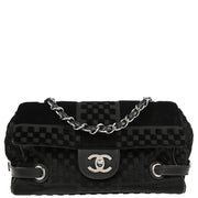 Chanel Black Velvet Single Flap Shoulder Bag
