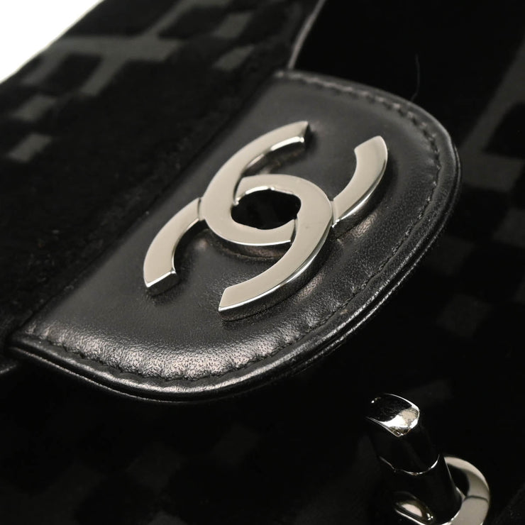 Chanel Black Velvet Single Flap Shoulder Bag