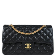 Chanel Black Lambskin Medium Classic Double Flap Shoulder Bag