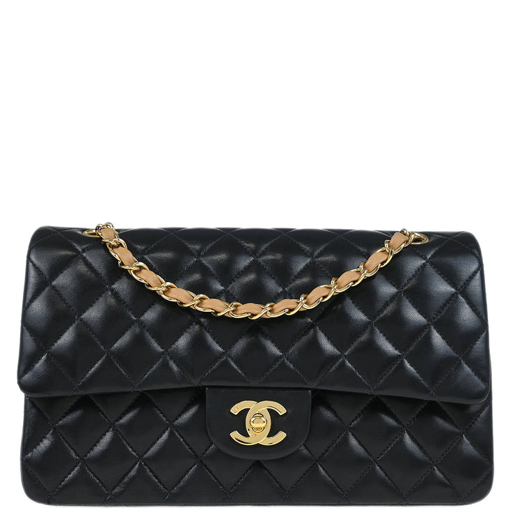 Chanel Black Lambskin Medium Classic Double Flap Shoulder Bag