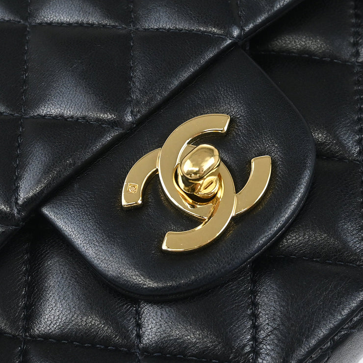 Chanel Black Lambskin Medium Classic Double Flap Shoulder Bag