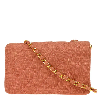 Chanel 1991-1994 Pink Linen Small Diana Shoulder Bag