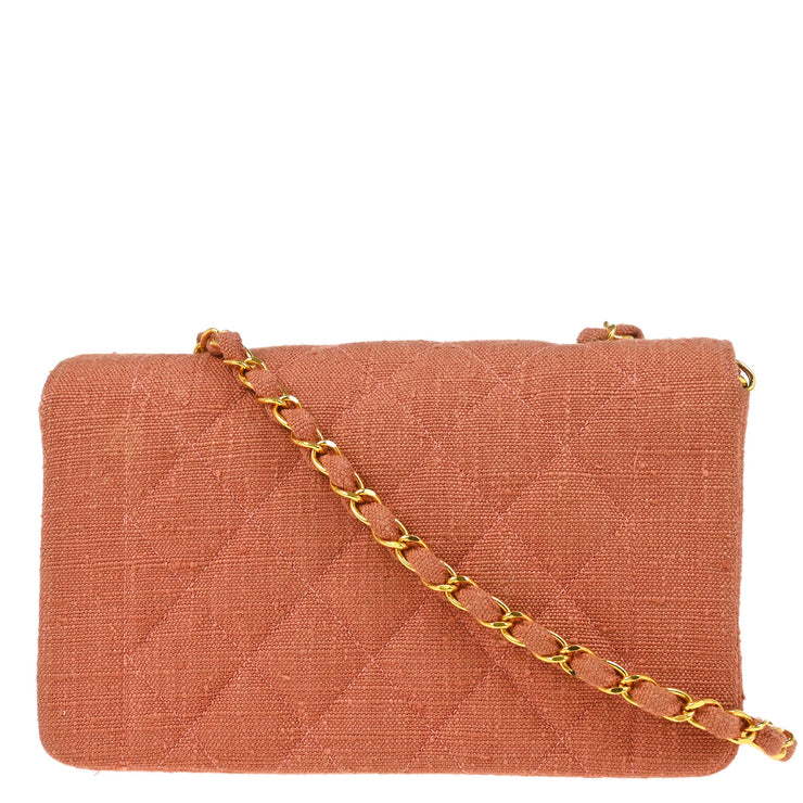 Chanel Pink Linen Small Diana Shoulder Bag