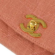 Chanel Pink Linen Small Diana Shoulder Bag