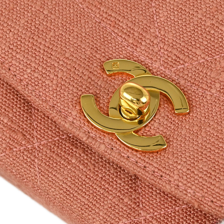 Chanel Pink Linen Small Diana Shoulder Bag